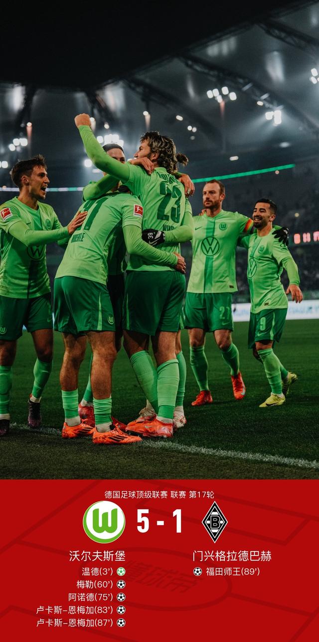 沃尔夫斯堡告负后止跌回升，主场取胜