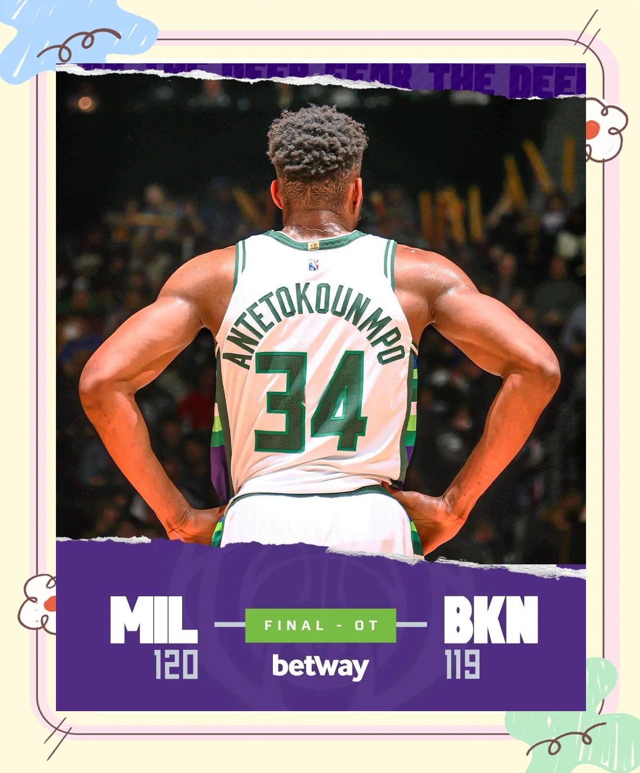 雄鹿绝杀时刻，篮网点燃赛场，字母哥迎来胜利！